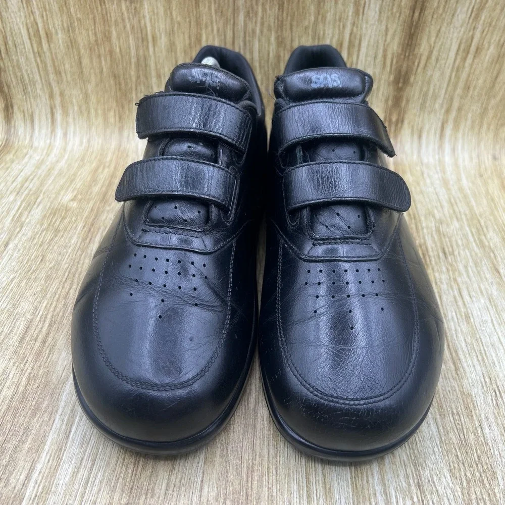 SAS VTO Walking Shoes Men's Size 10.5 WW Black Leather Hook and Loop Made in USA